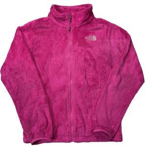The North Face Fleece Full Zip Jacket Pink Fuchsia Pockets Girls Large 14/16